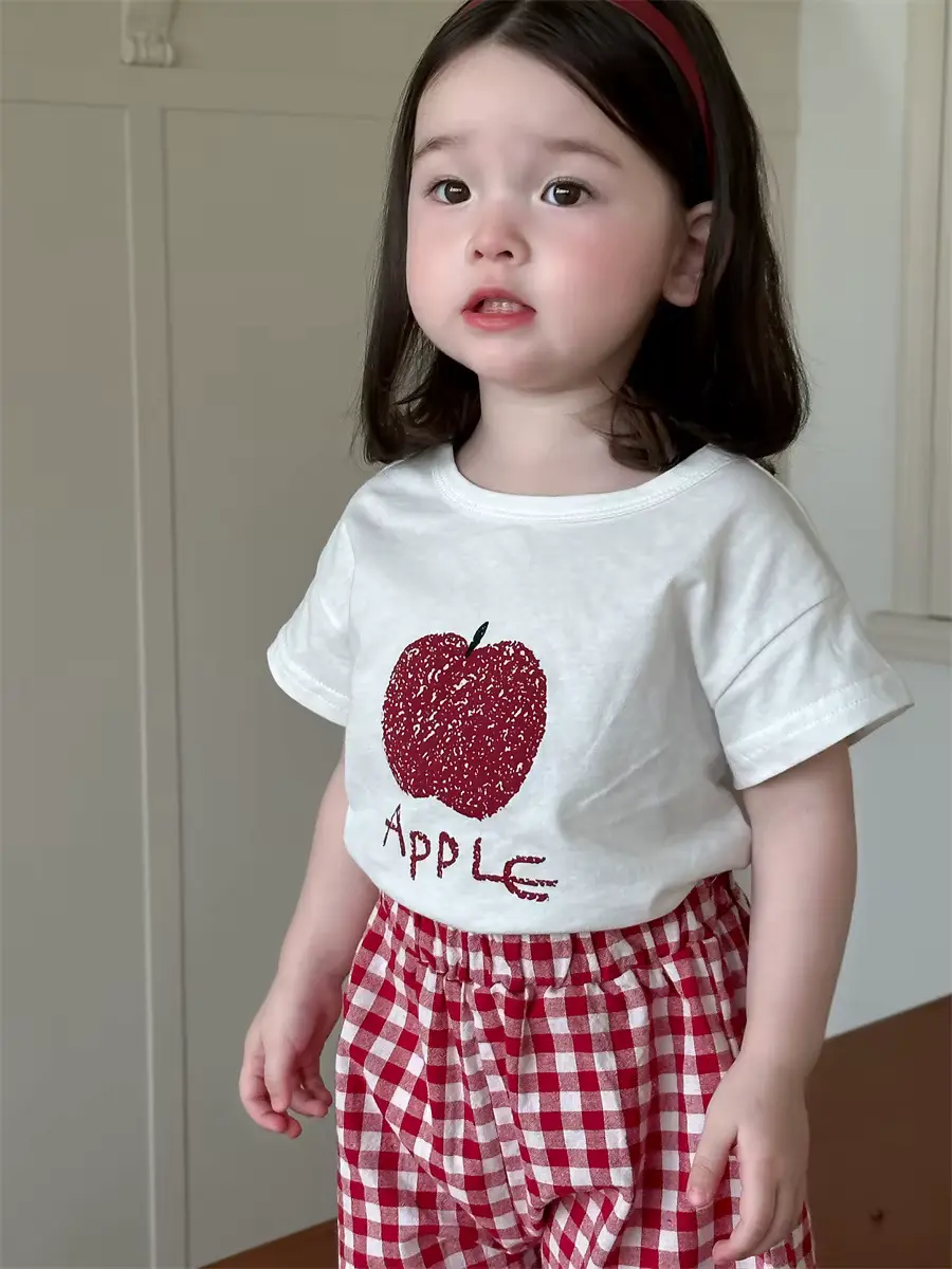 Girls Cotton Shorts SET Clothing 2-piece 100 Anti-bacterial Plaid Wholesale product image 4