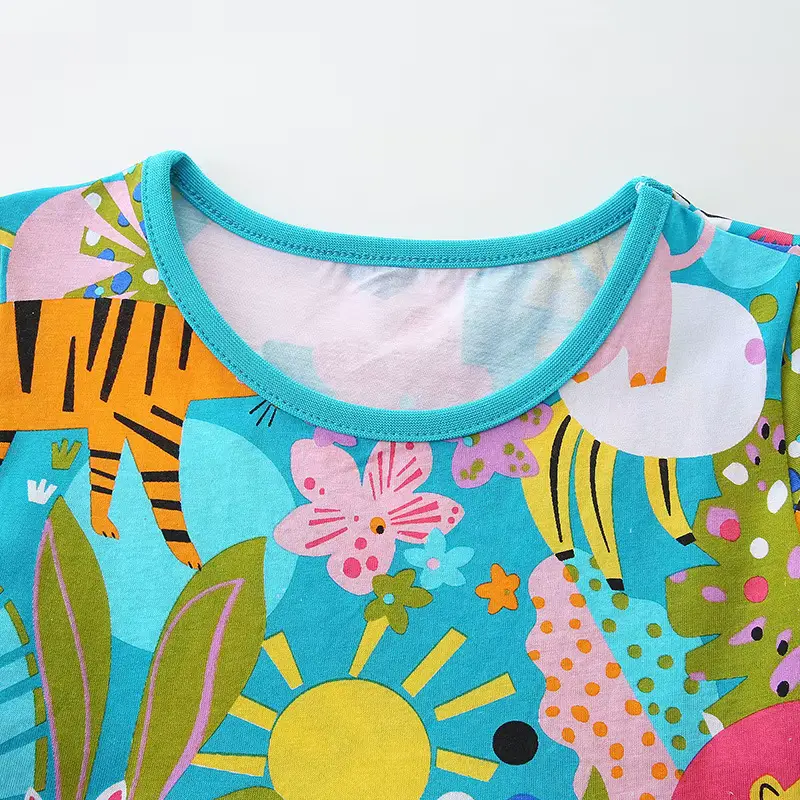 Girls Cotton Cartoon Print Animal Princess Dress Sweet Neck Wholesale product image 3