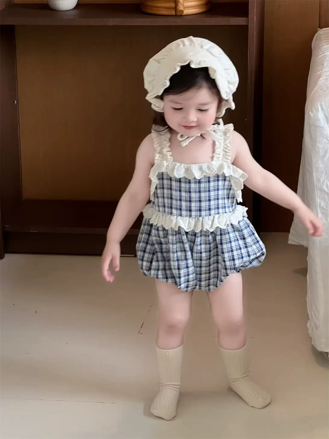 Girls Cotton Striped SET Anti-bacterial Overalls Diaper Cover 2pcs Wholesale product image 2