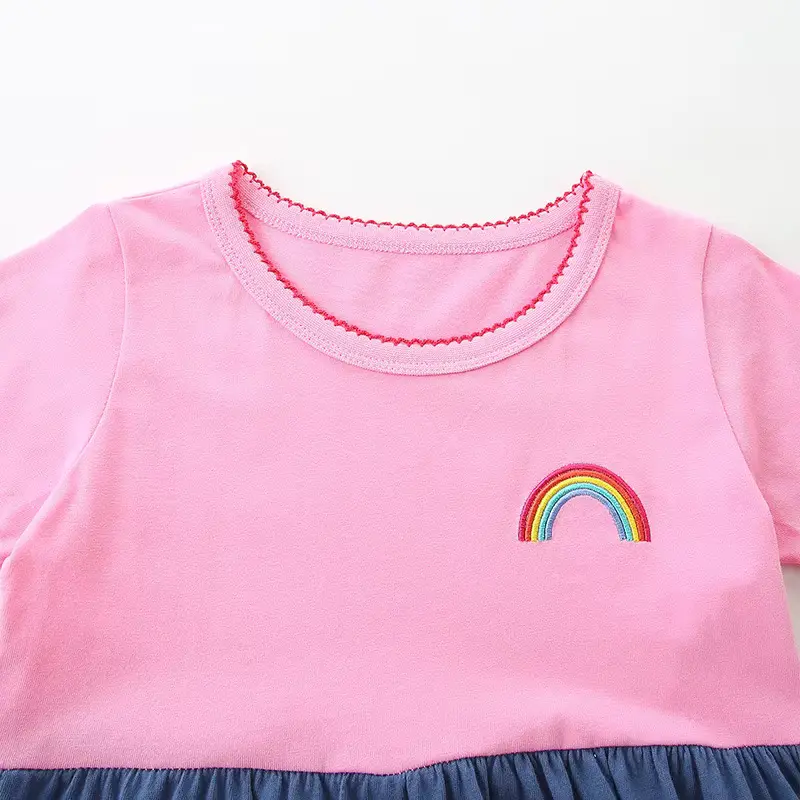 Girls Cotton Cartoon Princess Appliques Knitted O-neck Short Sleeve Clothing Wholesale product image 4