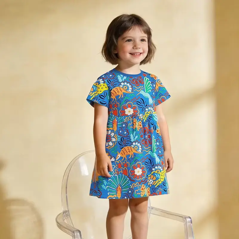 Girls Cotton Cartoon Print Animal Princess Dress Sweet Knee-length Wholesale product image 4