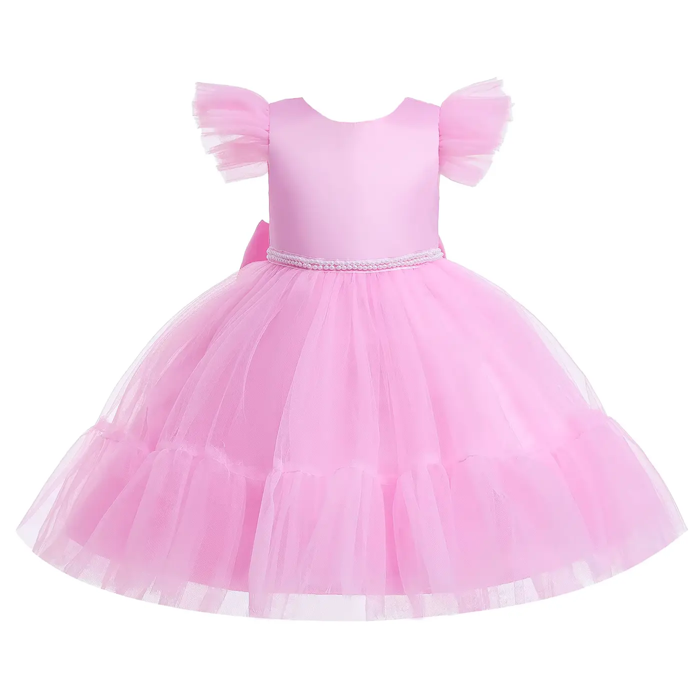Cotton Dress Tulle CAP Sleeve O-neck Ball Gown Beaded Wholesale product image 3