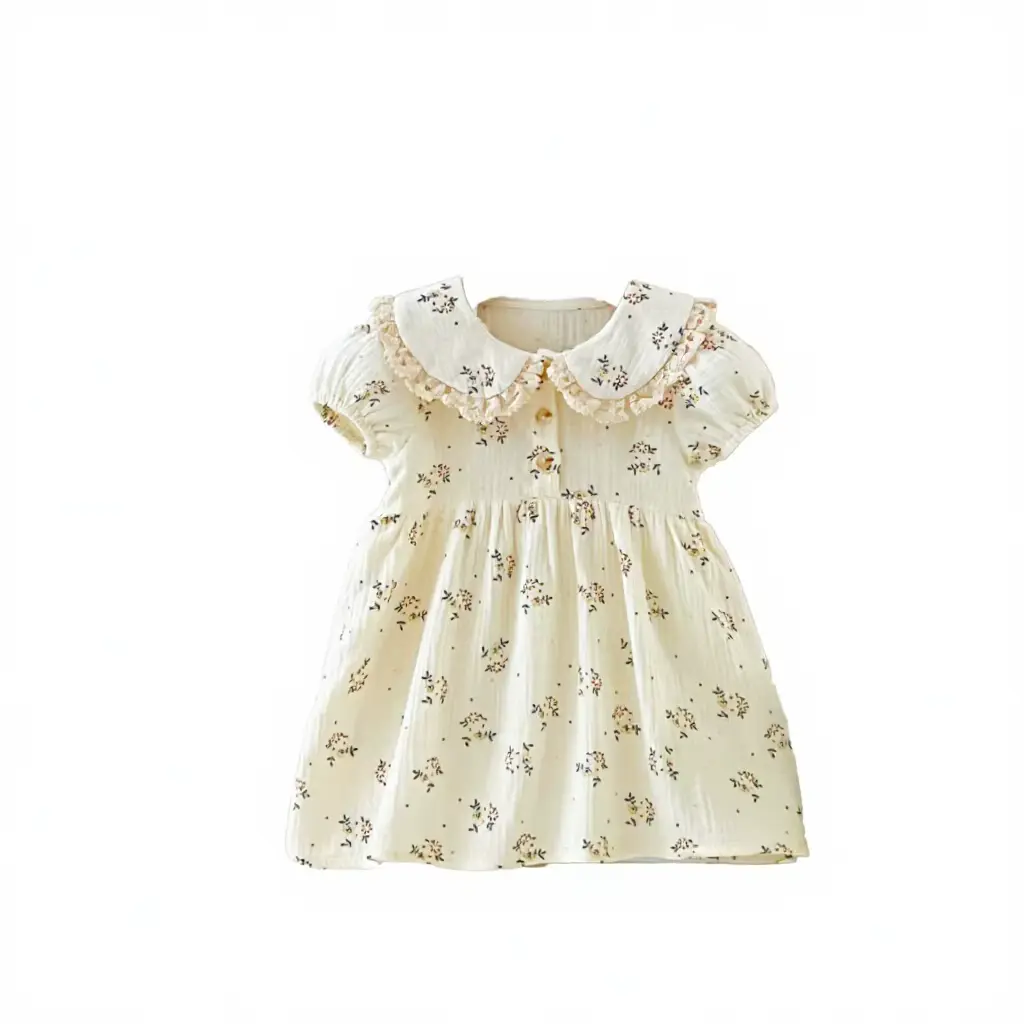 Girls Cotton Printed Dress 2026 Lbcm166 Pure Floral Lace Wholesale product image 3