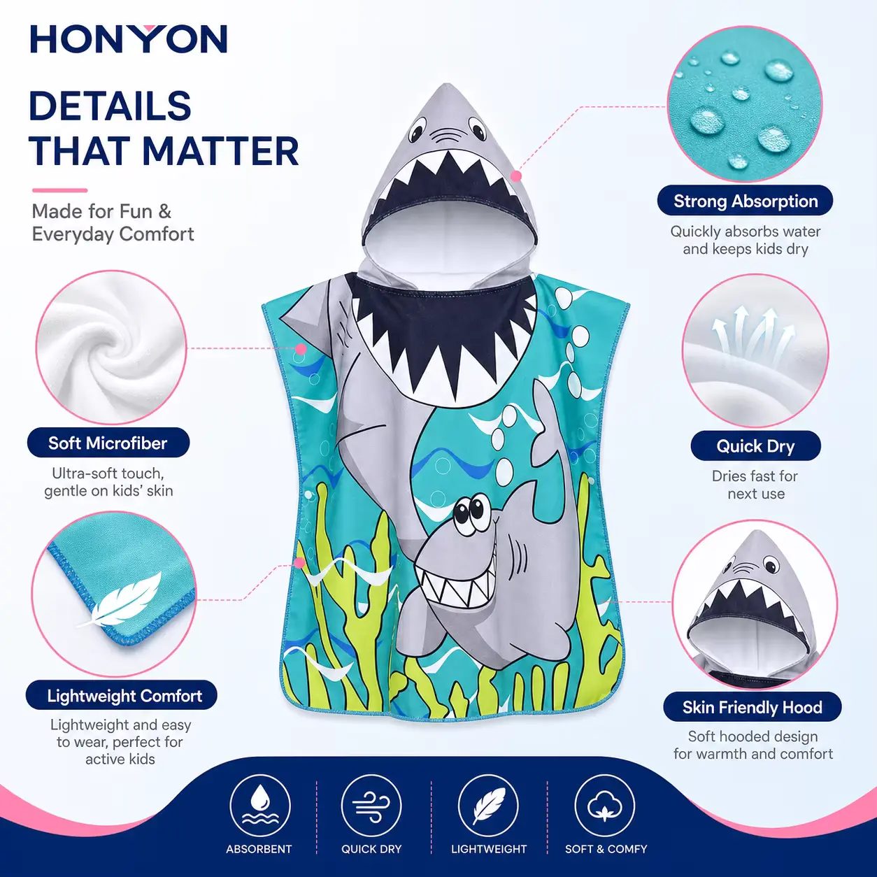Printed Bamboo Fiber Bath Towel Cape Hooded Cloak FOR OEM Wholesale product image 3