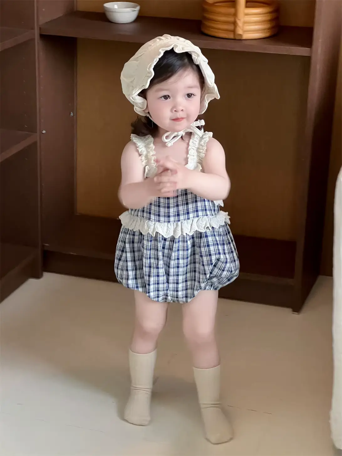 Girls Cotton Striped SET Anti-bacterial Overalls Diaper Cover 2pcs Wholesale product image 4