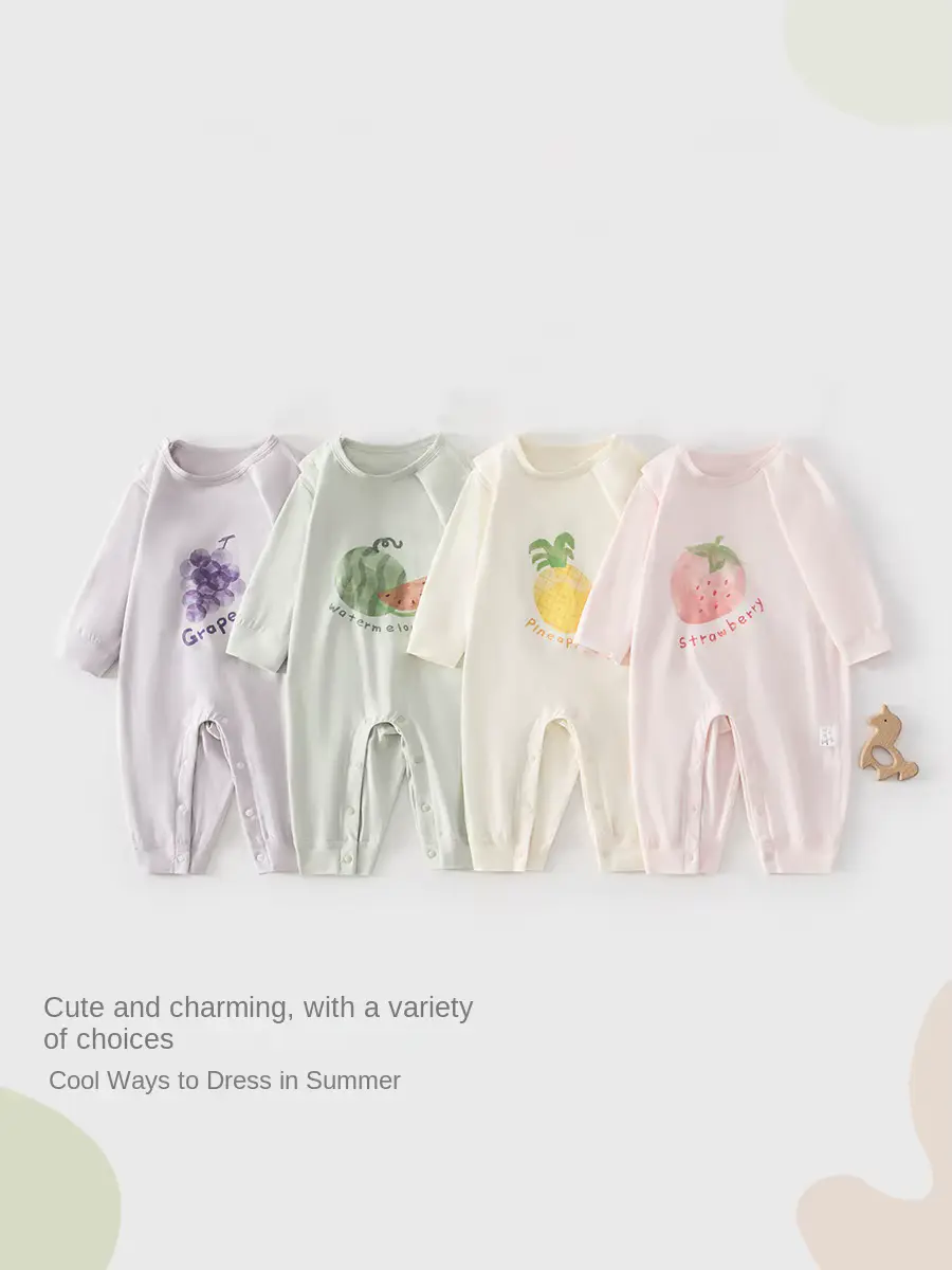 Cotton Pajamas Onesie Modal Cool Long-sleeve Anti-bacterial O-neck Snap Clothing Wholesale