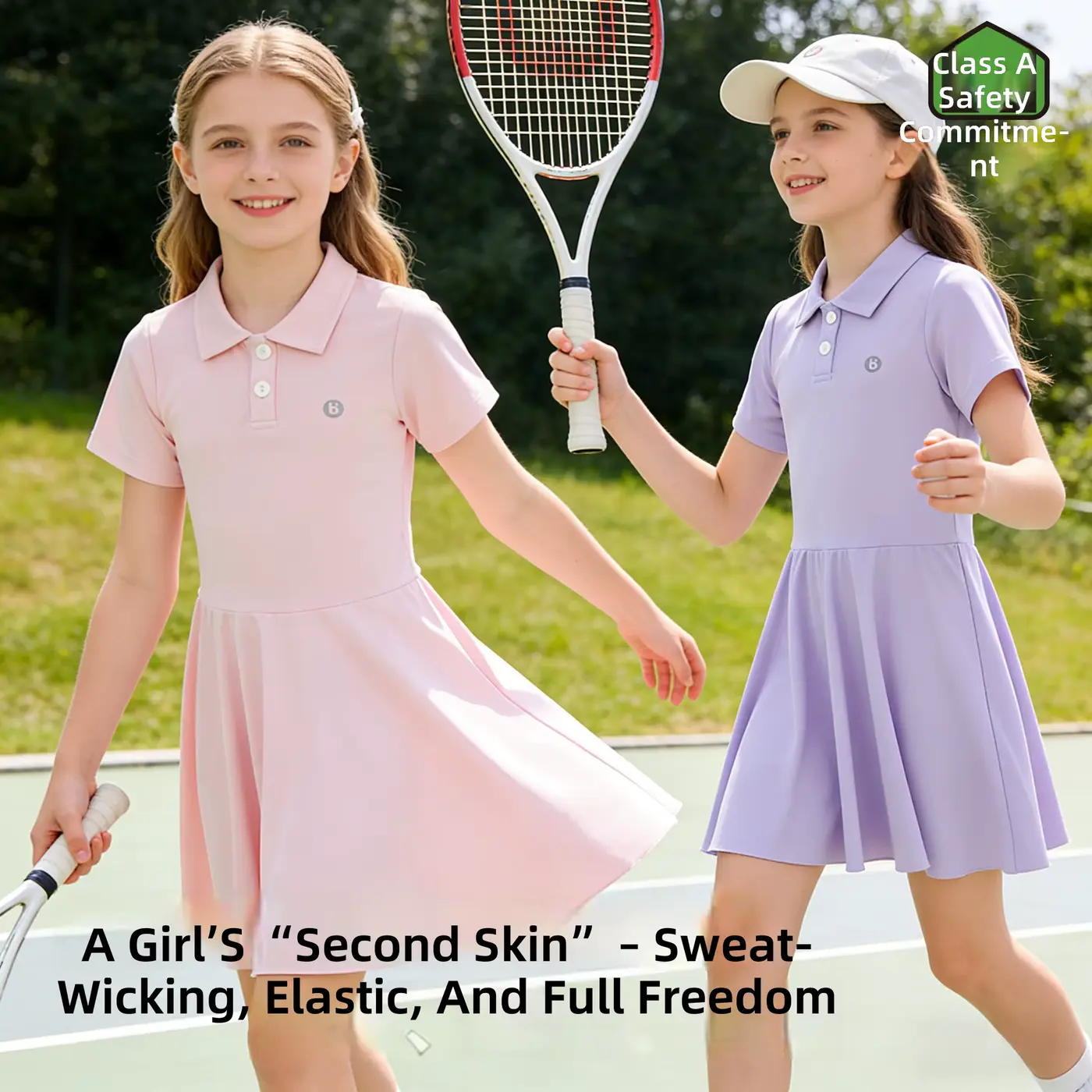 Girls Dress O-neck Sleeveless Yoga A-line Breathable Eco-friendly Nylon Wholesale