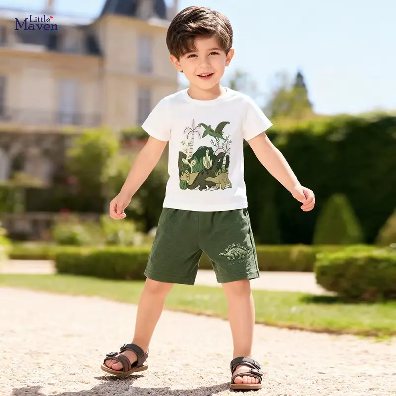 Cotton Printed BOY Suit Short Sleeve Garment Dyed Clothing Wholesale