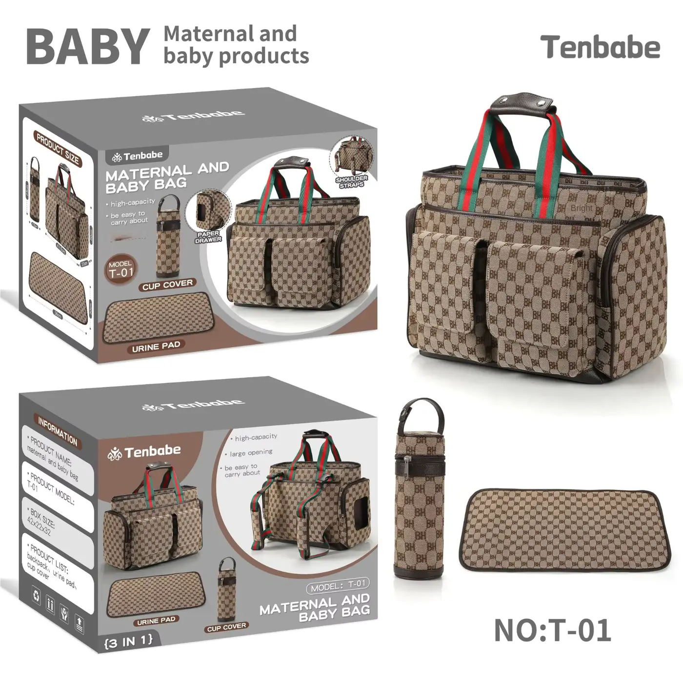 Luxury Retro Bucket Mommy Backpack Multifunctional Travel BAG FOR OEM Wholesale product image 3