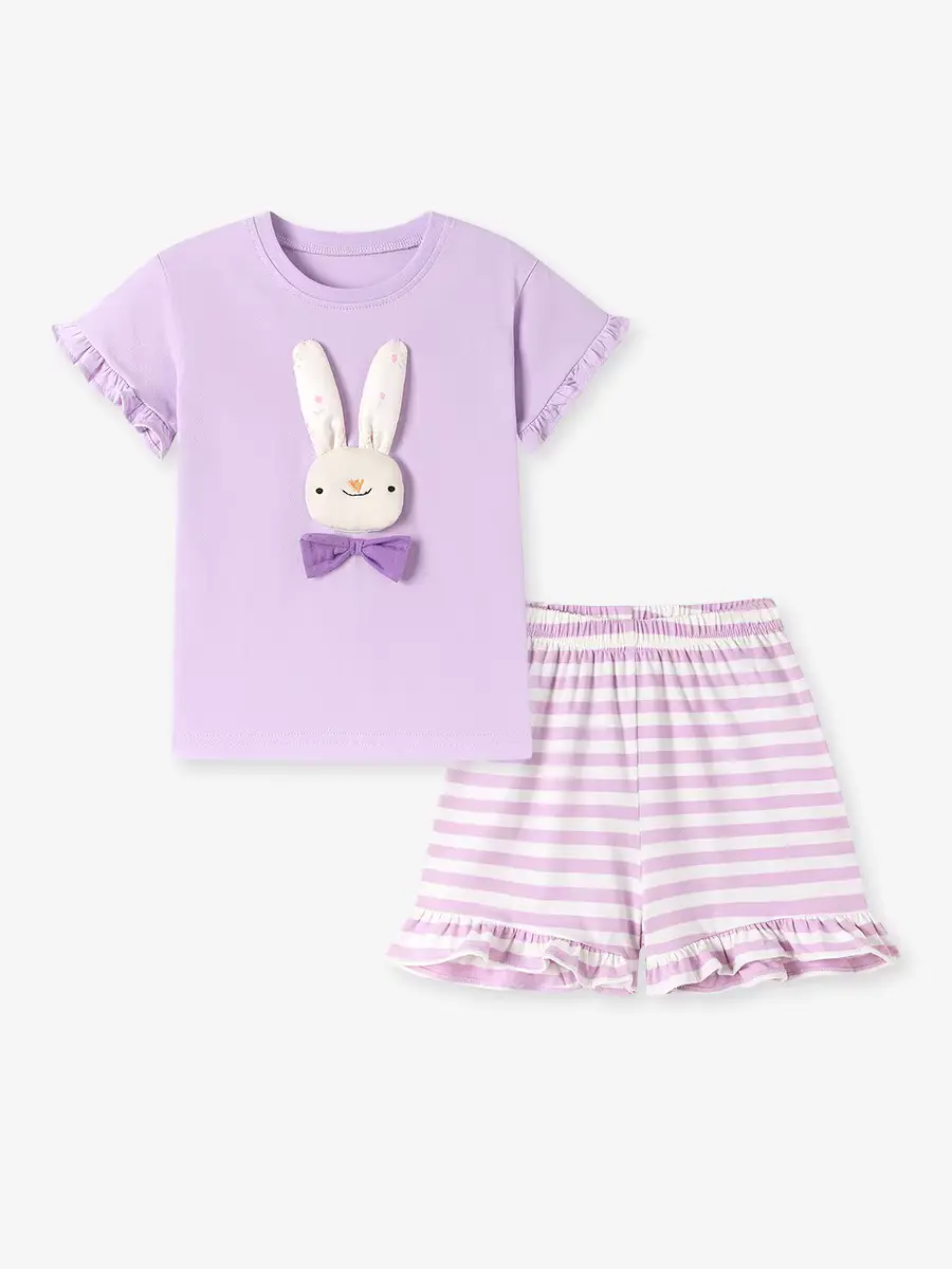 Girls Cotton Print Animal Clothing Two-piece Short-sleeved Sets Breathable Wholesale product image 4