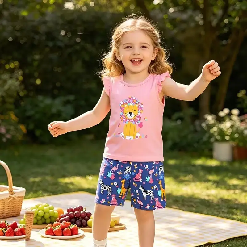Girls Cotton Cartoon Animal SET Leisure Soft Knitted Short Wholesale