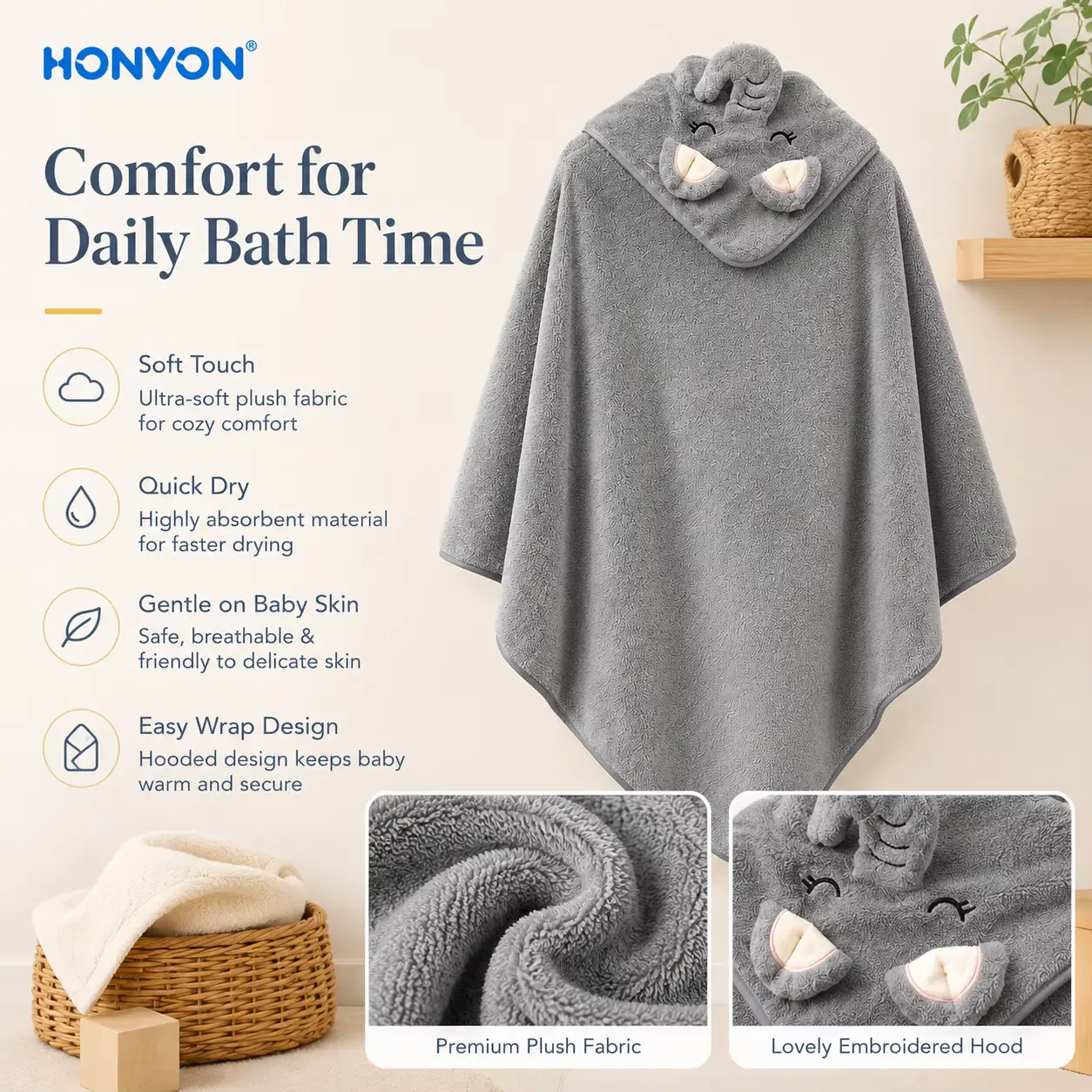 Cotton SET Newborn Hooded Bathrobe With Poncho AND Bear Wholesale product image 4