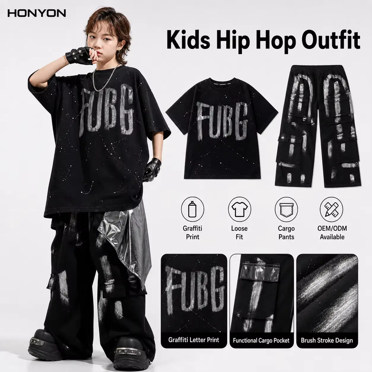 Cotton T-shirt Locking Hip-hop Performance Clothes Cool Handsome BOY Wholesale
