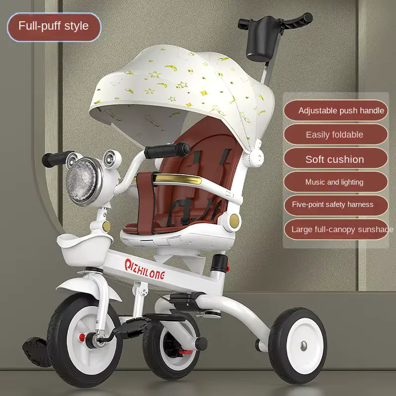 Stroller Stock Wholesale Tricycle Wheel Metal Multi-function Folding Infant product image 3
