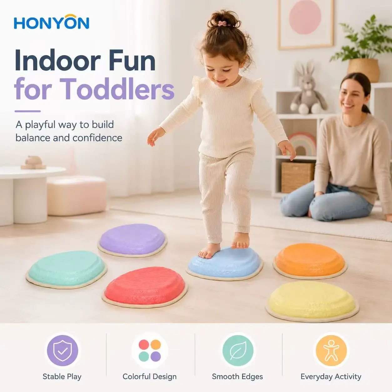 Colorful Tactile Stone Crossing River Balance Feeling Training Equipment Educational Wholesale