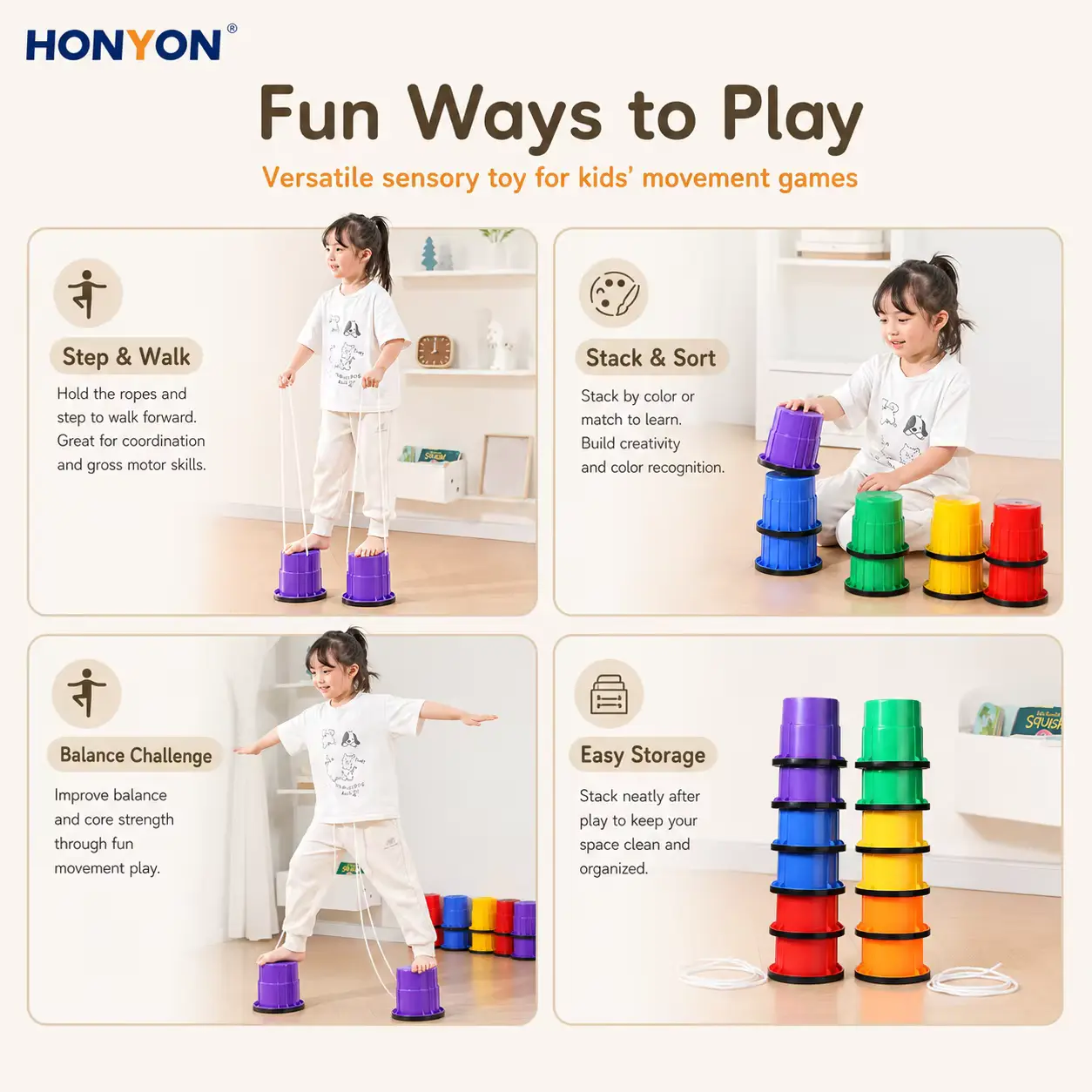 Kindergarten Non-slip Cylinder Barrel Stilt TOY Sensory Balance Training Educational Wholesale product image 3