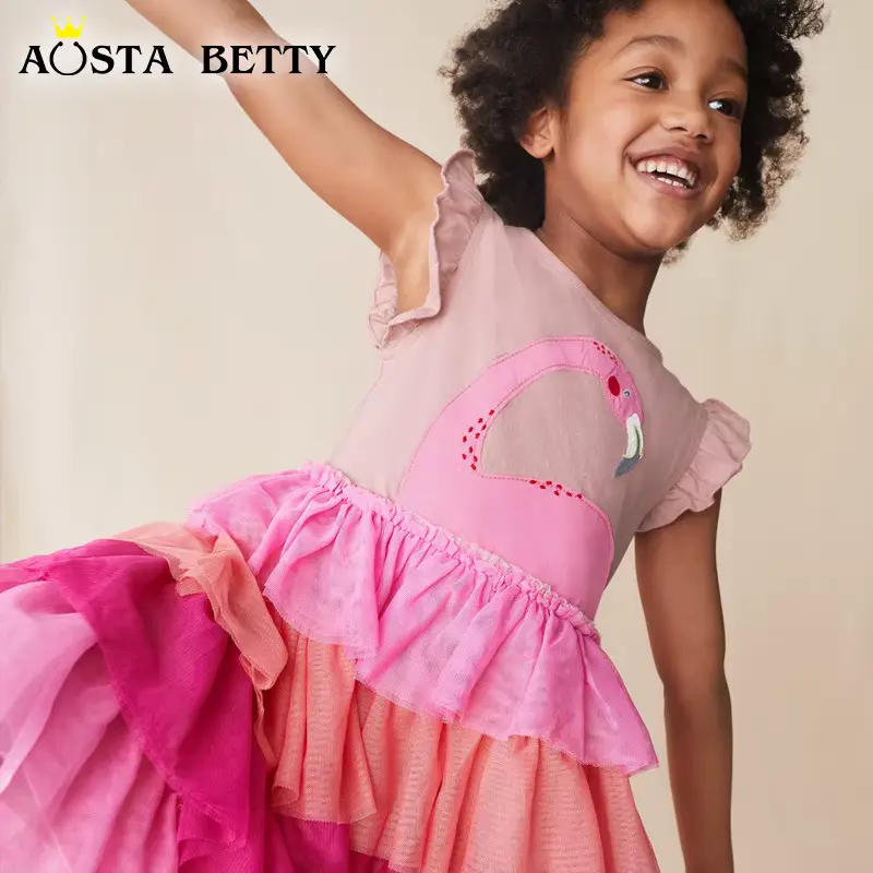 Girls Cotton Cartoon Princess Dress Sweet Lace Soft Customized Wholesale