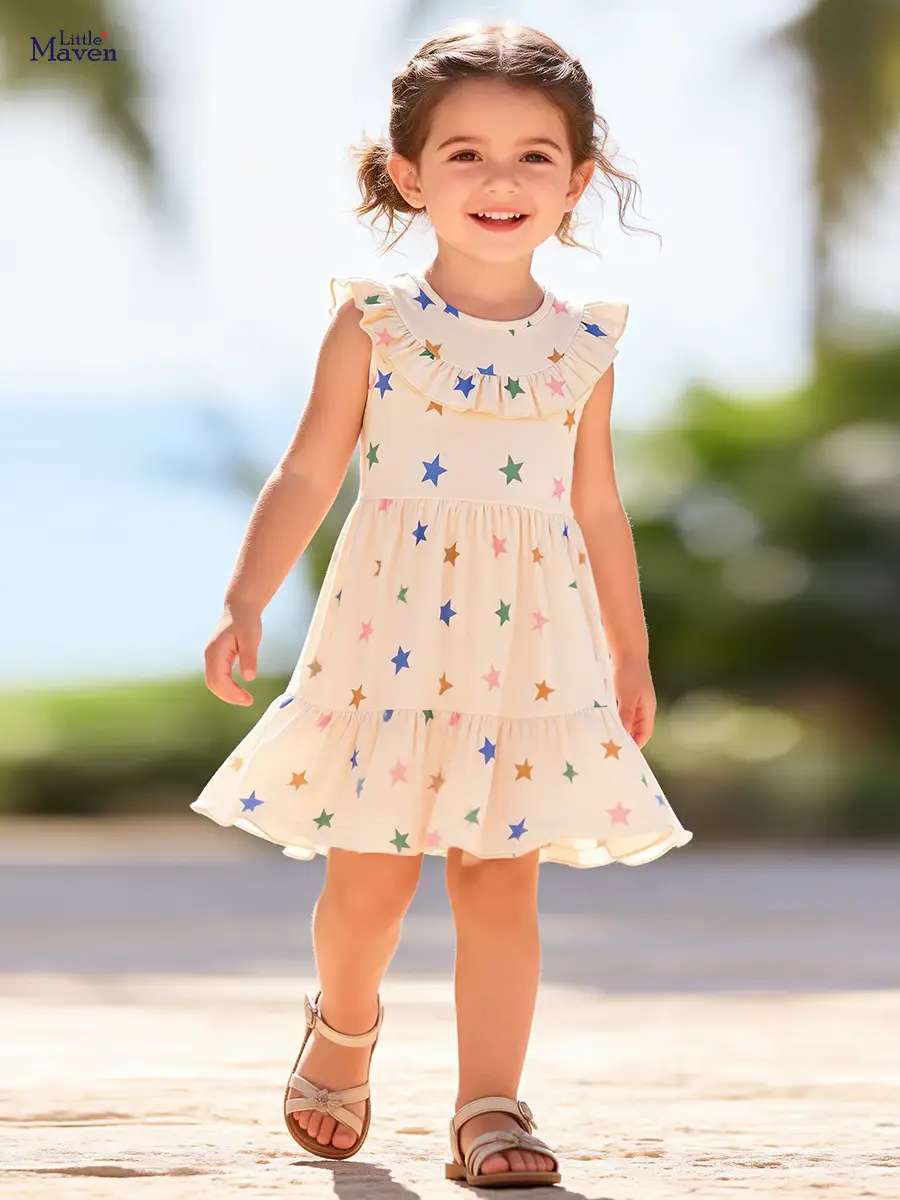 Girls Dress Customized O-neck Knee-length Short Sleeve A-line Silhouette Wholesale product image 1