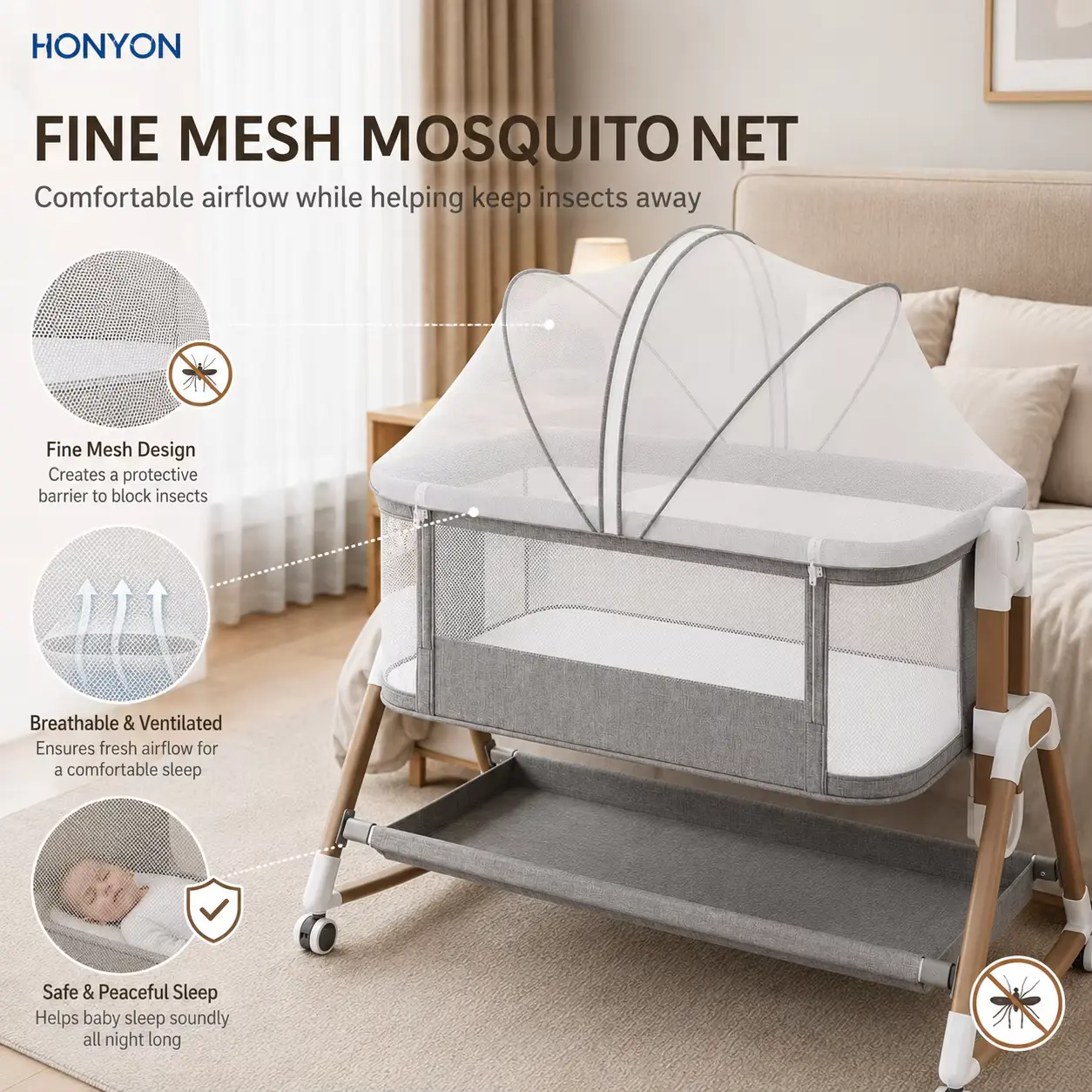 BED Multifunctional Attachable TO Adult Mobile Crib With Changing Wholesale