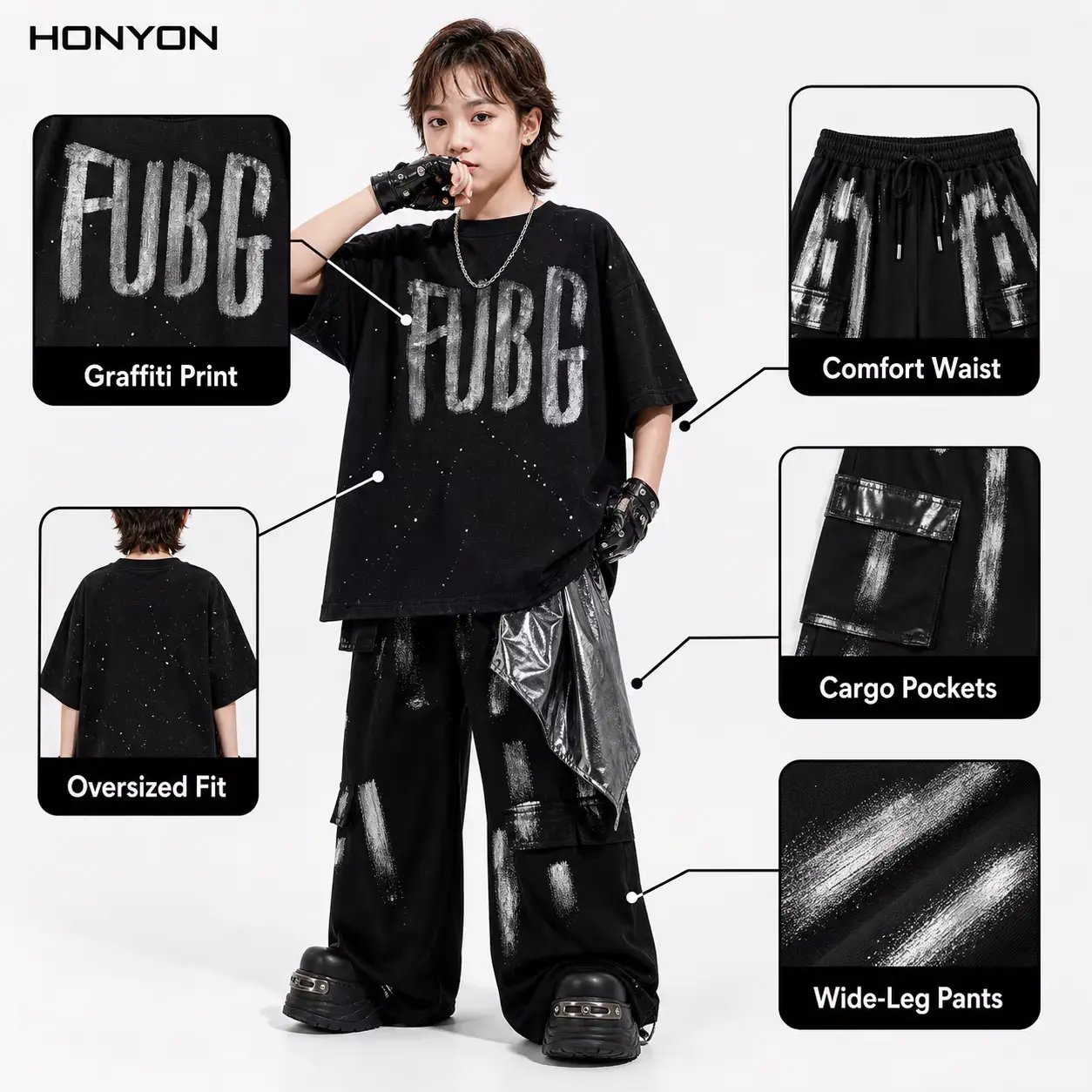 Cotton T-shirt Locking Hip-hop Performance Clothes Cool Handsome BOY Wholesale product image 4
