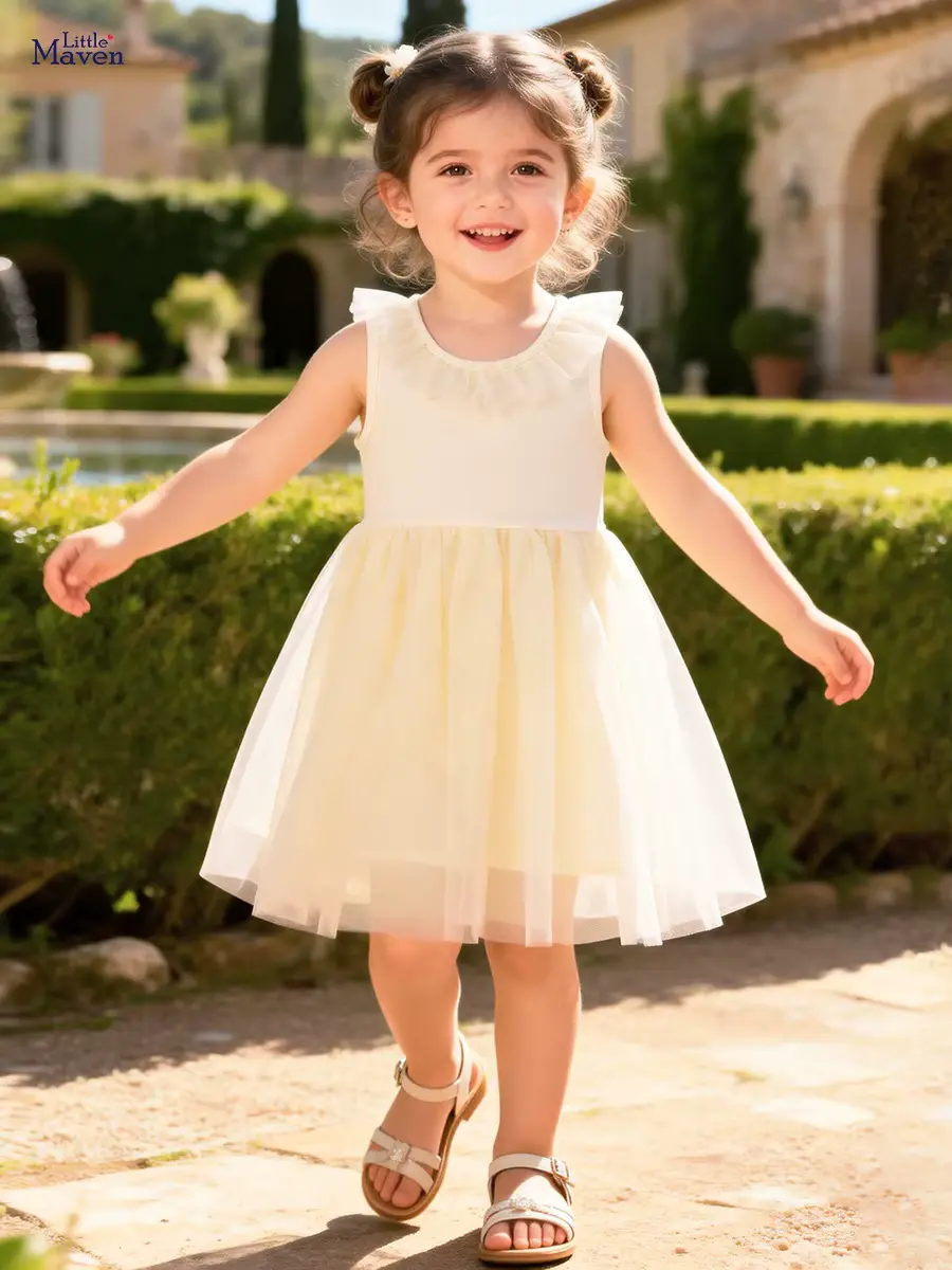 Girls Dress Tulle Knee-length A-line European-american Breathable Sleeveless FOR Wholesale