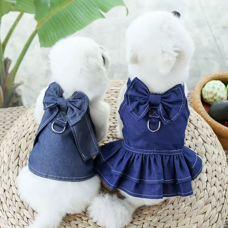 Popular Fall Luxury Classic DOG Vest Washed Denim Solid OEM Wholesale product image 4