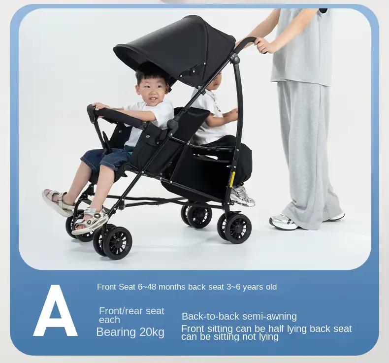 Stroller Seat Compact Fold Tandem Double Reclining Lightweight Travel Wholesale product image 3