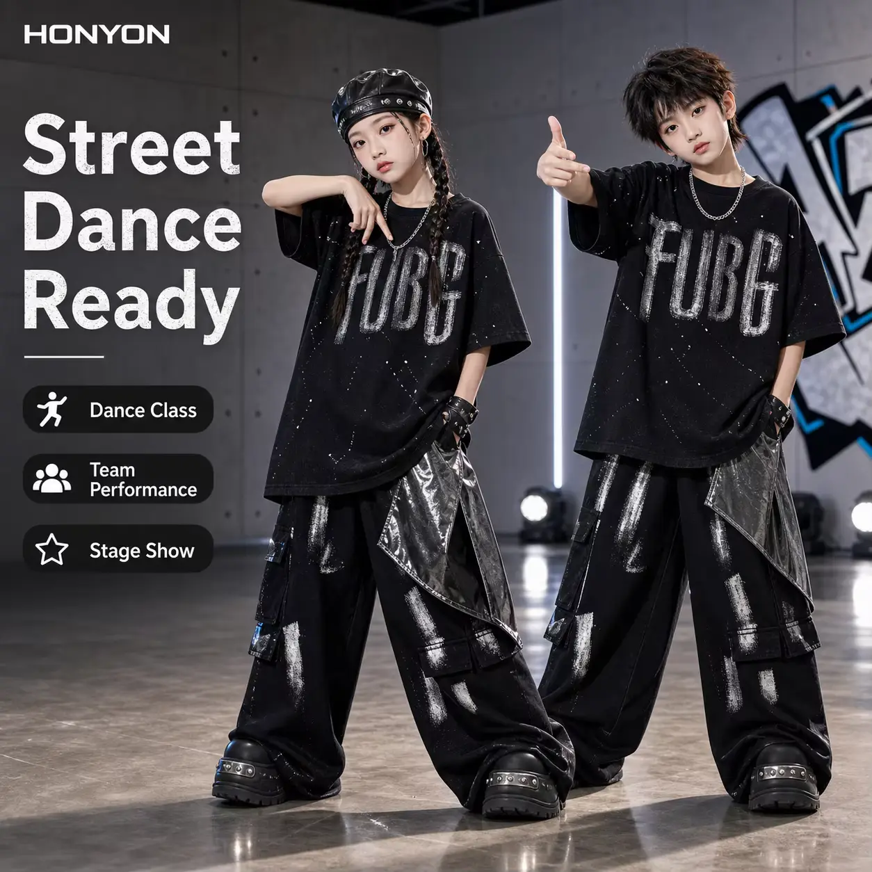 Cotton T-shirt Locking Hip-hop Performance Clothes Cool Handsome BOY Wholesale product image 3