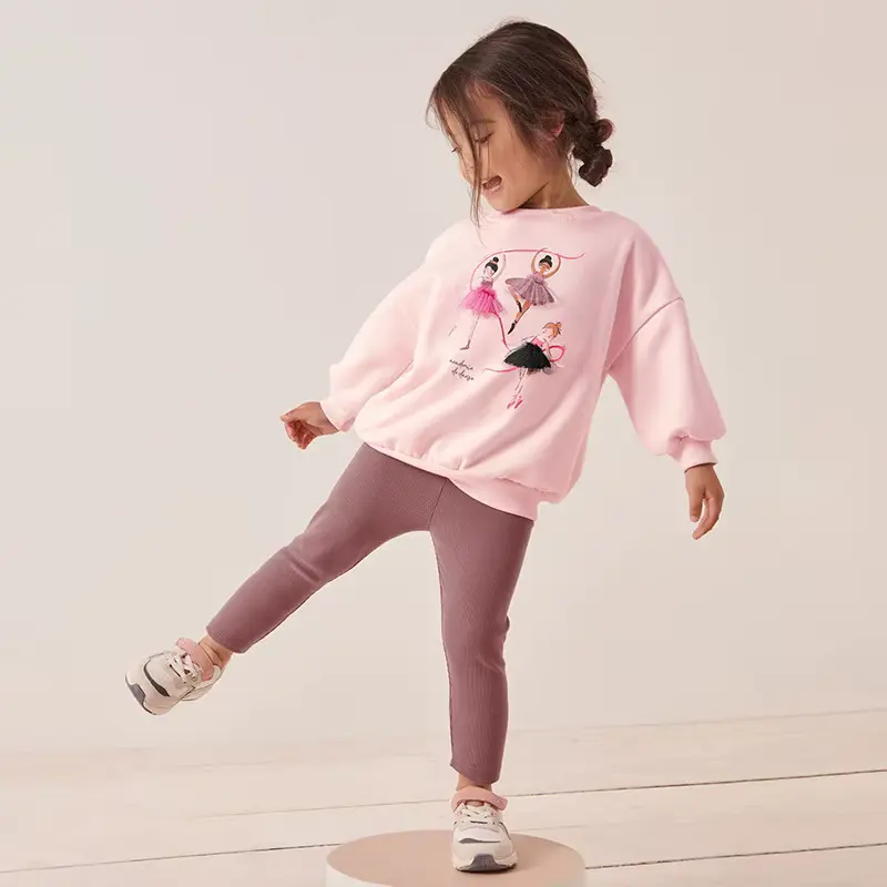 Girls Cotton SET Softened Long Sleeve Solid Color Trousers Wholesale