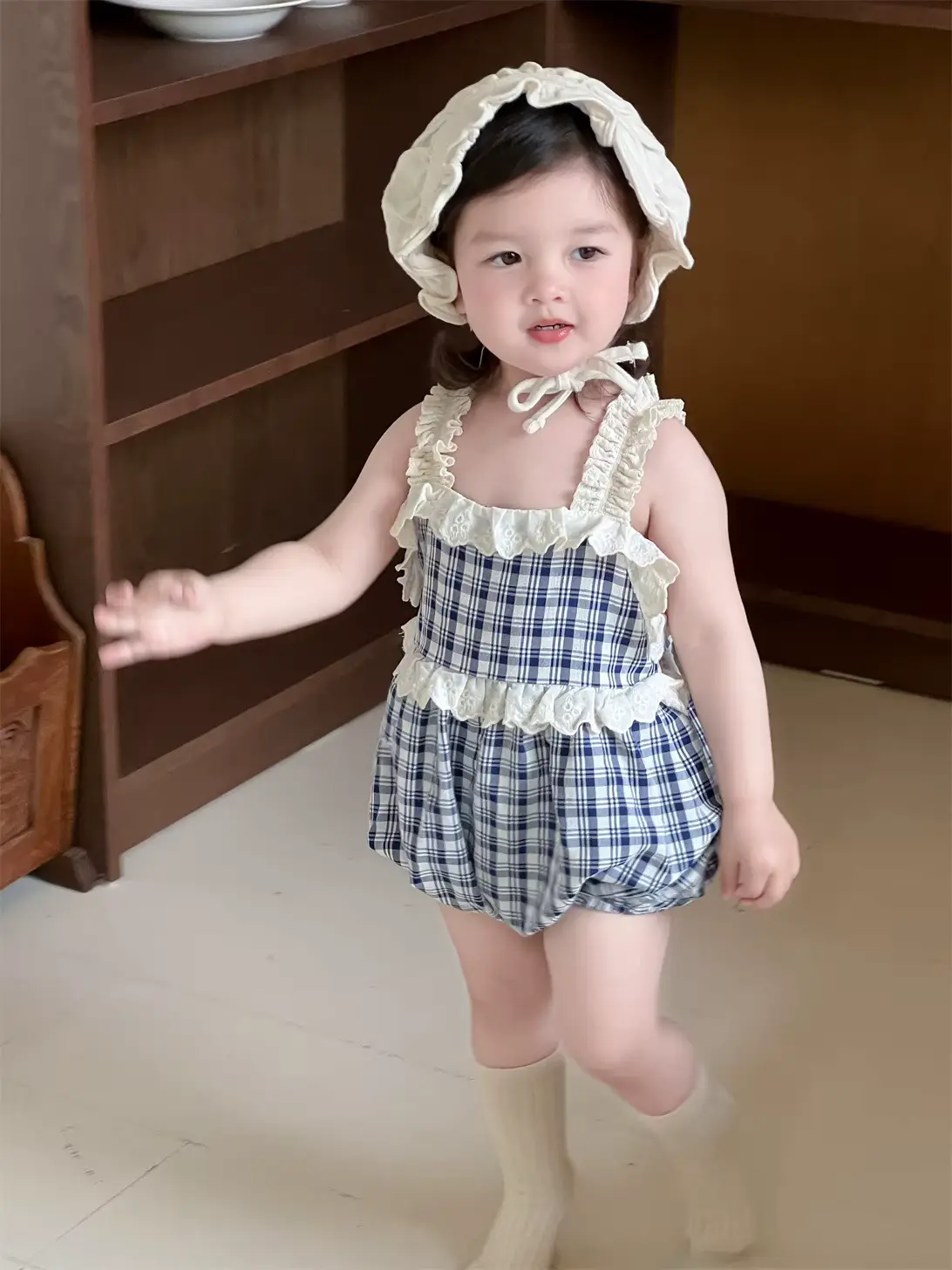 Girls Cotton Striped SET Anti-bacterial Overalls Diaper Cover 2pcs Wholesale product image 3