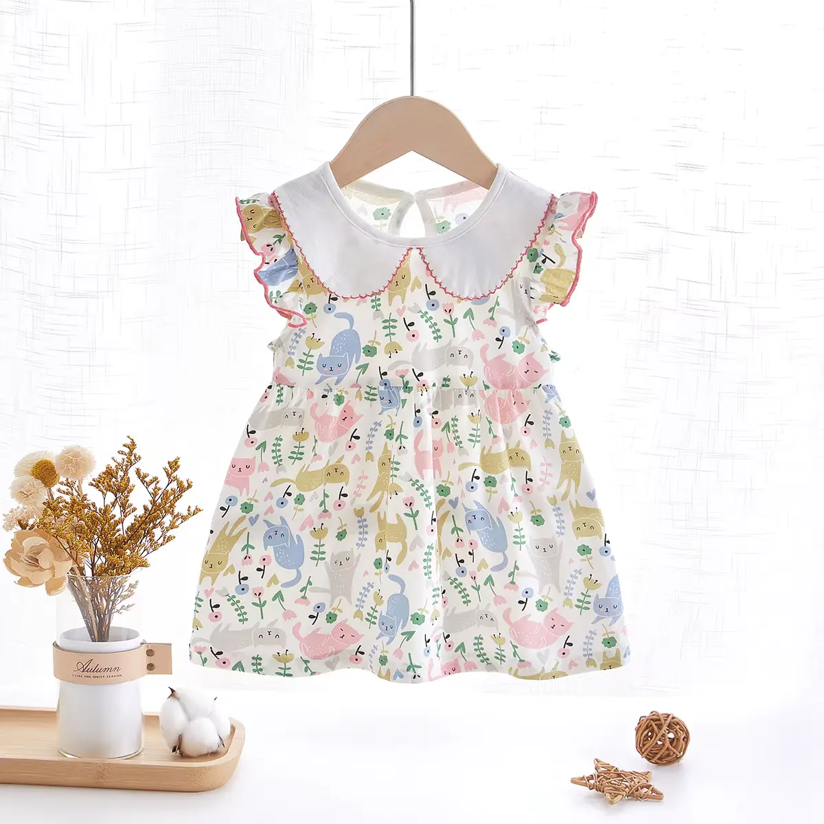 Girls Cartoon Princess Dress O-neck Short Sleeve Breathable Sweat-absorbent Wholesale product image 3