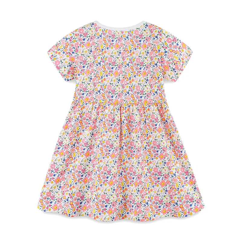 Girls Cotton Princess Dress Sweet Floral Knee-length Short Sleeves Wholesale product image 2