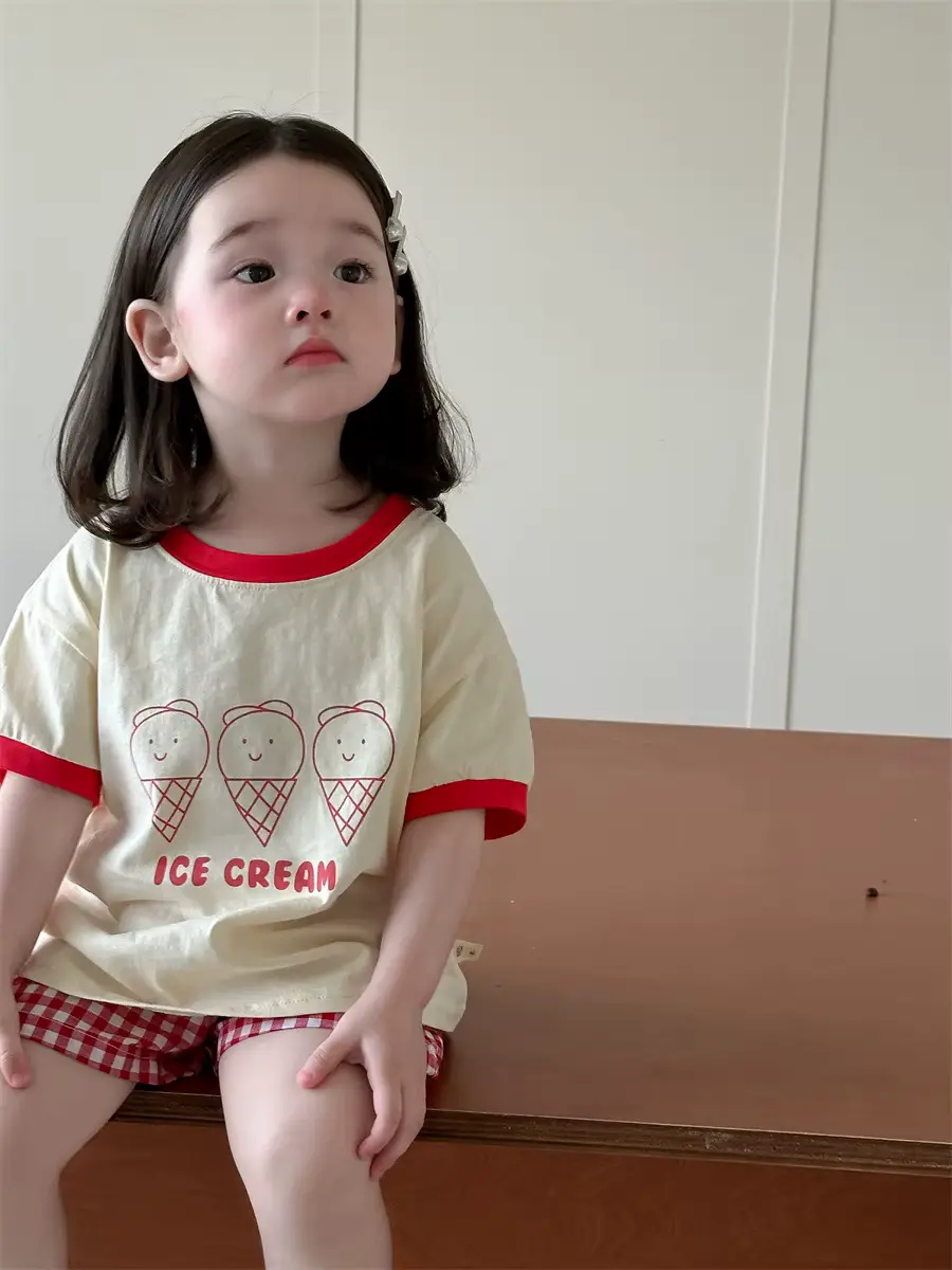Unisex Cotton Shorts Short Sleeve Suits Plaid Two-piece 100 Wholesale