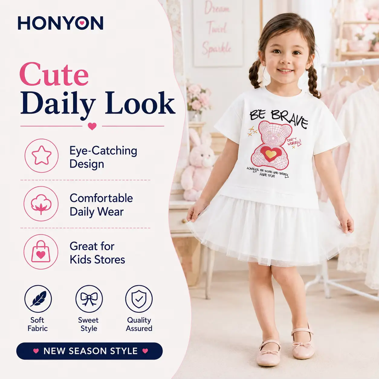 Girls Cotton Cartoon Print Dress O-neck Tutu FOR IN Wholesale product image 3