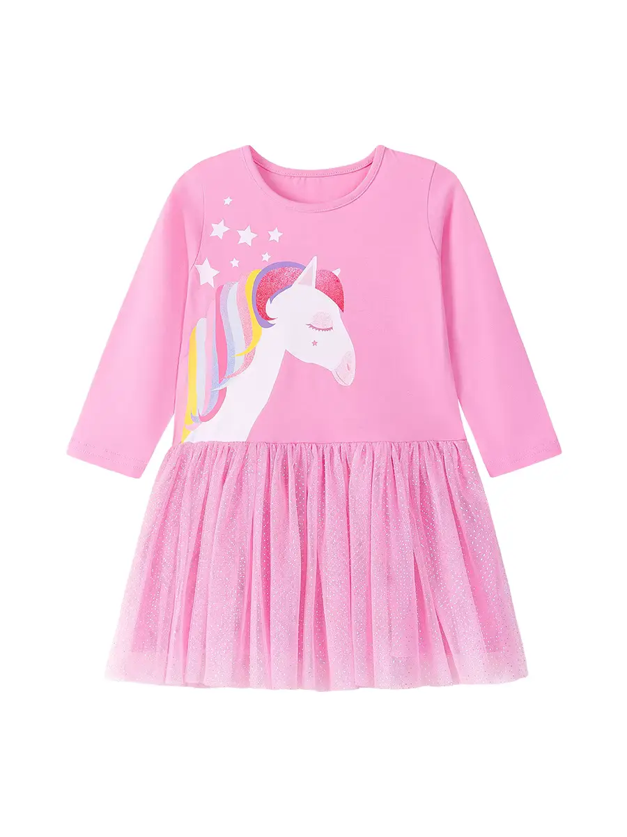 Girls Cotton Cartoon Animal Dress Toddler Tulle Knee-length Long Wholesale product image 2