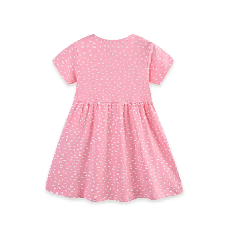 Girls Cotton Princess O-neck Sweet Crocheted Appliques Short Sleeve Clothing Wholesale product image 3