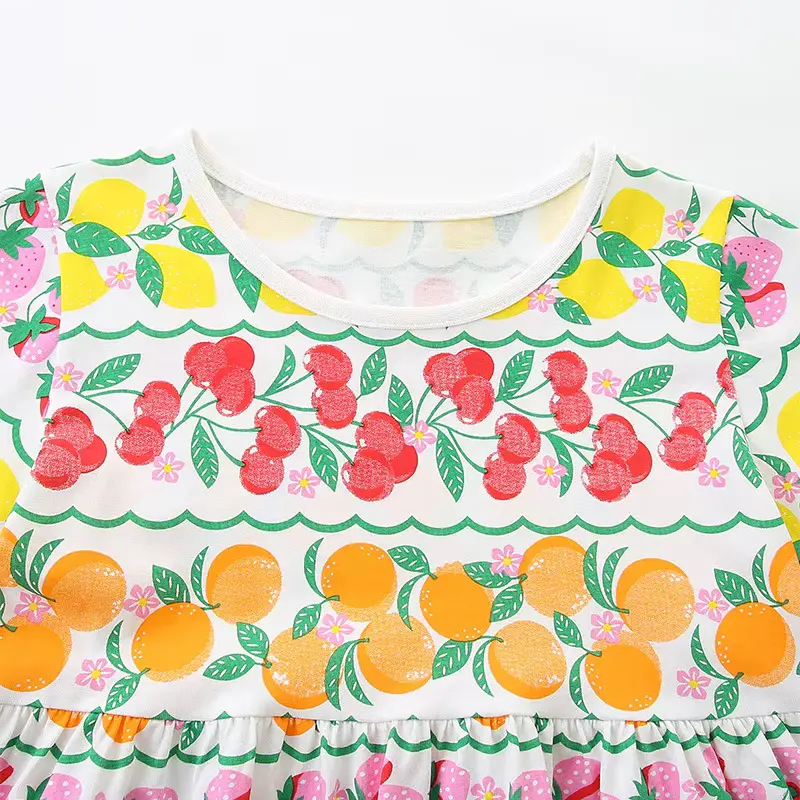 Girls Cotton Cartoon Printed Princess Dress Fruit Knitted Soft Wholesale product image 4