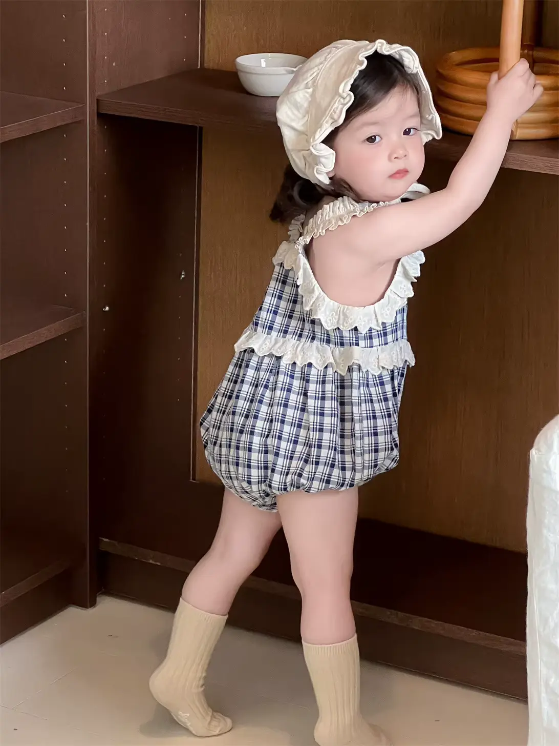 Girls Cotton Striped SET Anti-bacterial Overalls Diaper Cover 2pcs Wholesale