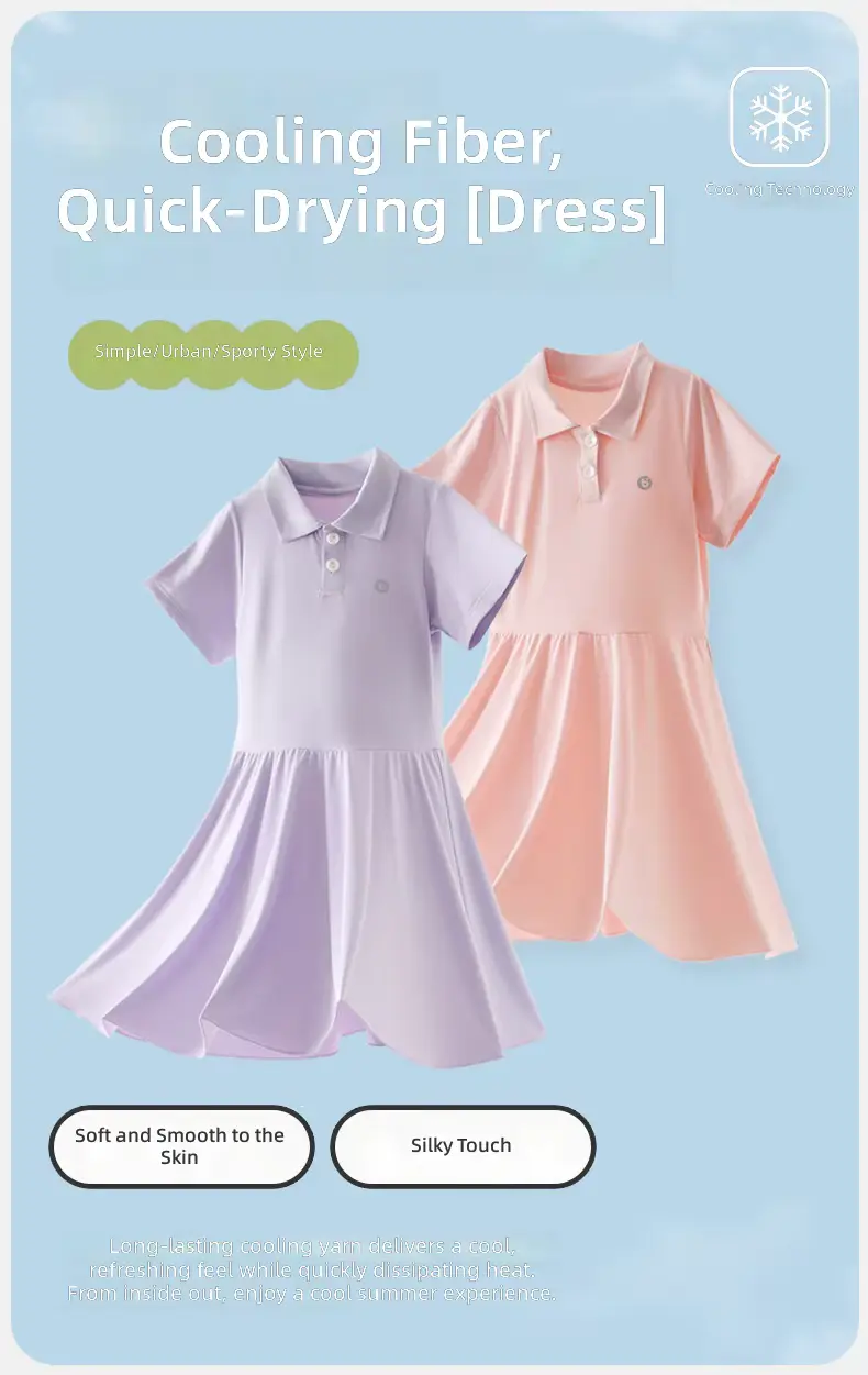 Girls Dress O-neck Sleeveless Yoga A-line Breathable Eco-friendly Nylon Wholesale product image 2