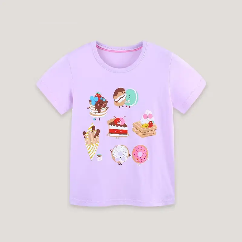 Unisex Cotton Cartoon Printed T-shirt Sweet Short-sleeved Neck Knitted Wholesale product image 2