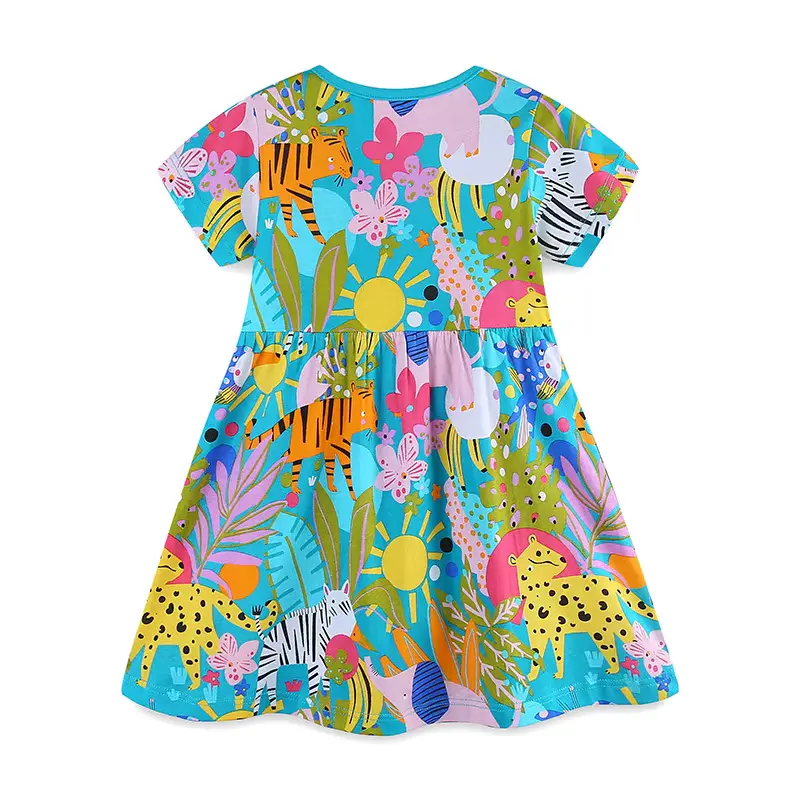 Girls Cotton Cartoon Print Animal Princess Dress Sweet Neck Wholesale product image 2