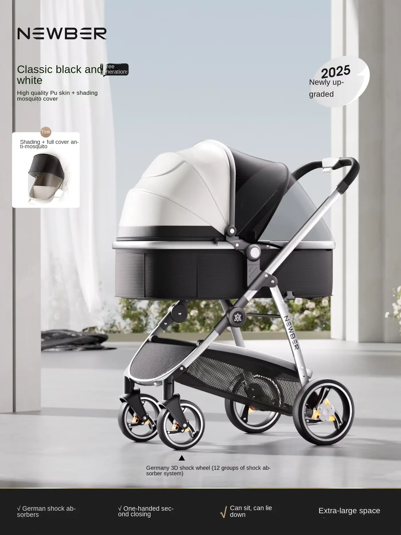 Stroller Aluminum Alloy PU Leather 0-3 Years Lightweight Folding Wholesale