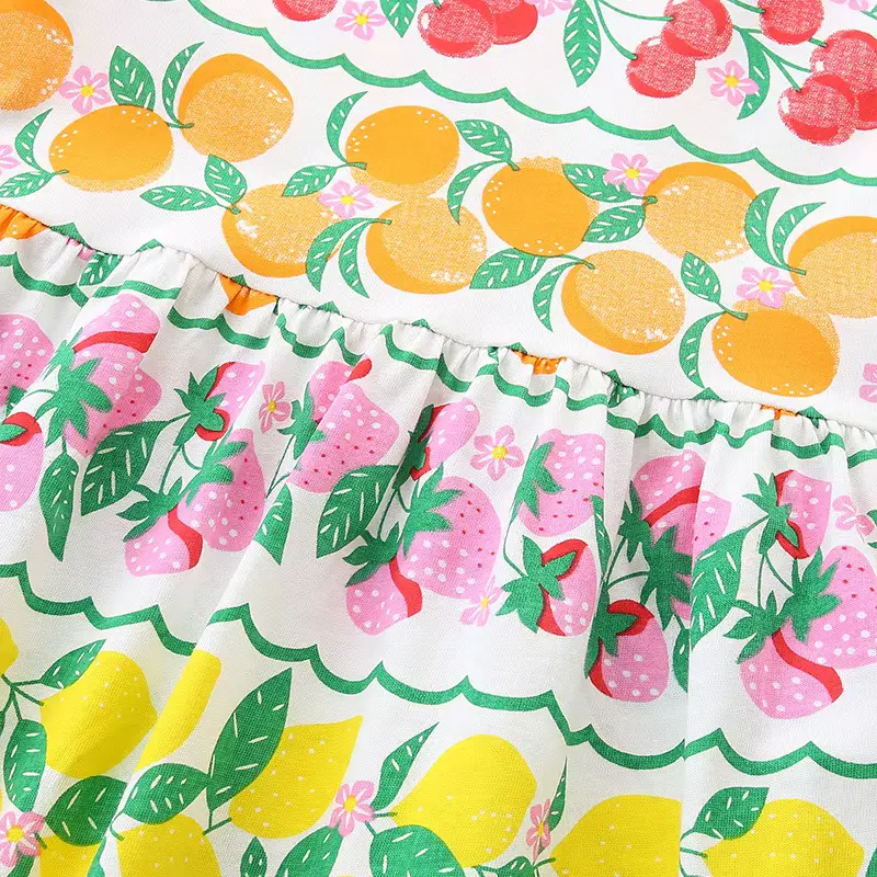 Girls Cotton Cartoon Printed Princess Dress Fruit Knitted Soft Wholesale product image 3
