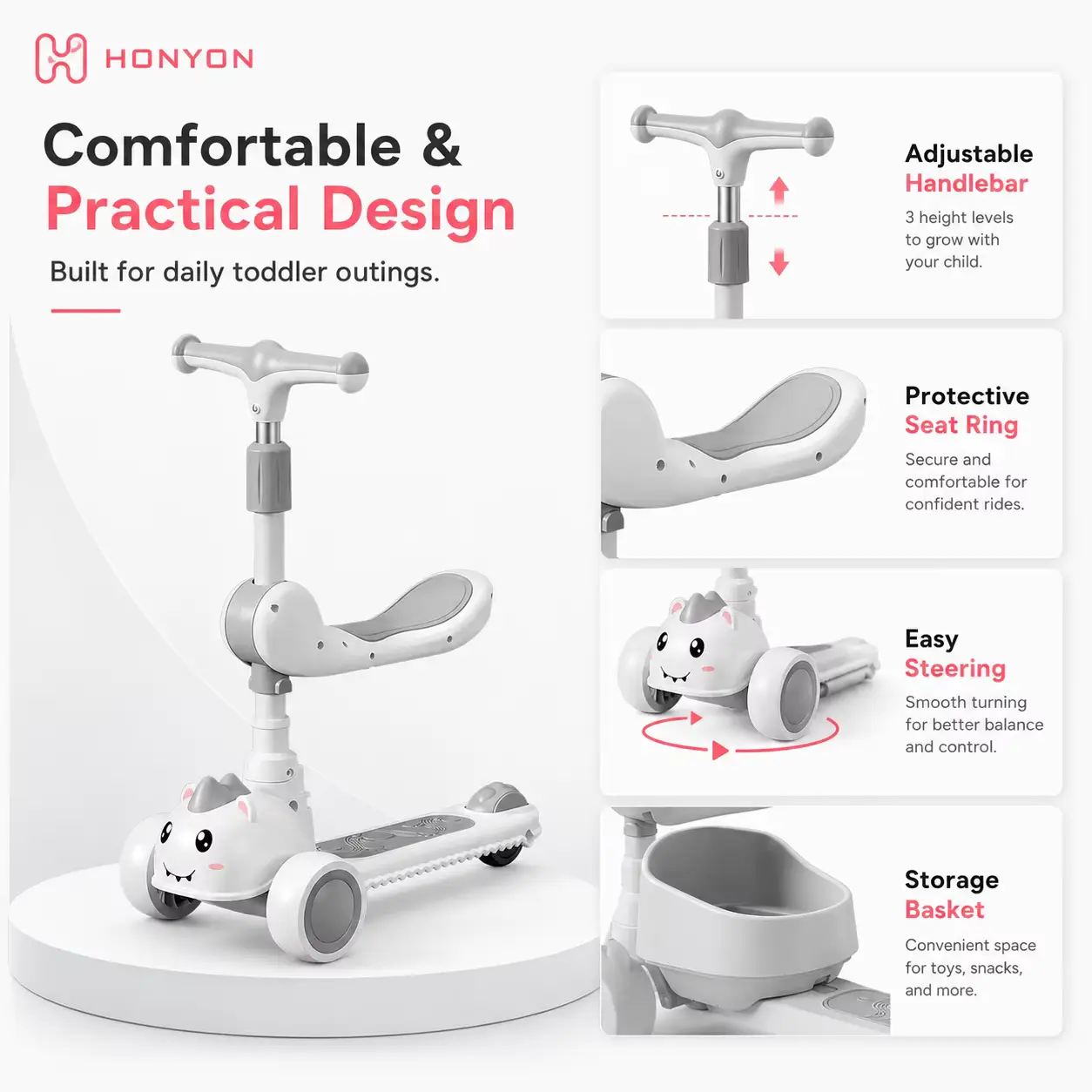 Seat Scooter IN Plastic Toddler With AND Adjustable Handlebar Wholesale product image 3