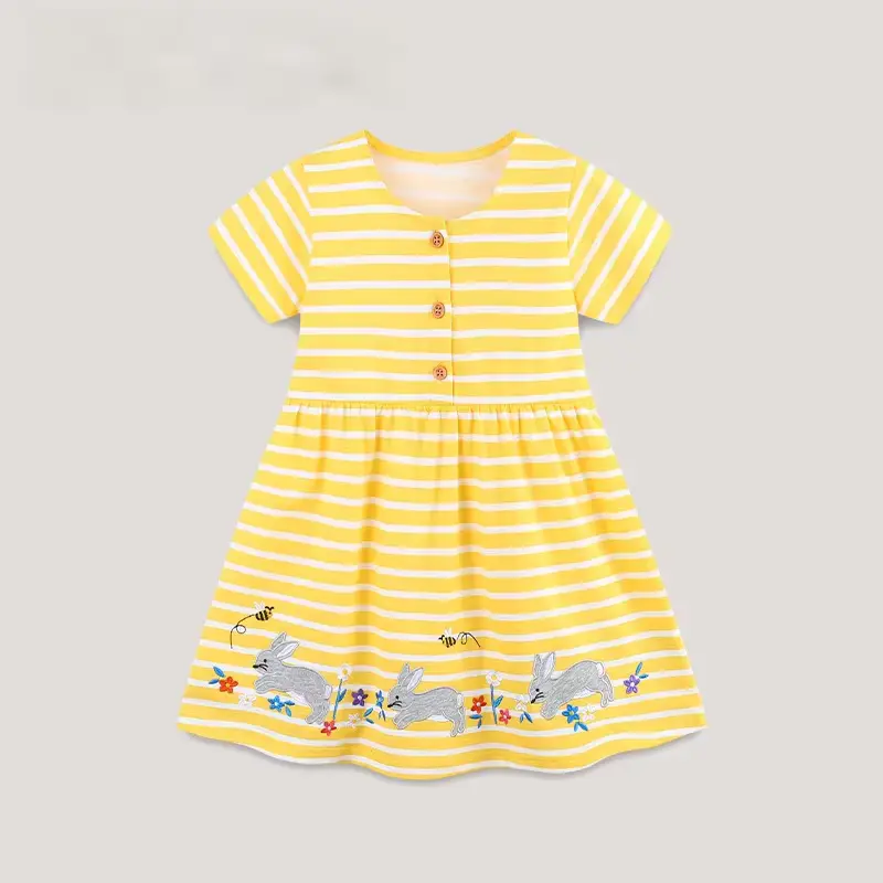 Girls Cotton Cartoon Animal Princess O-neck Sweet Embroidered Knee-length Clothing Wholesale product image 2