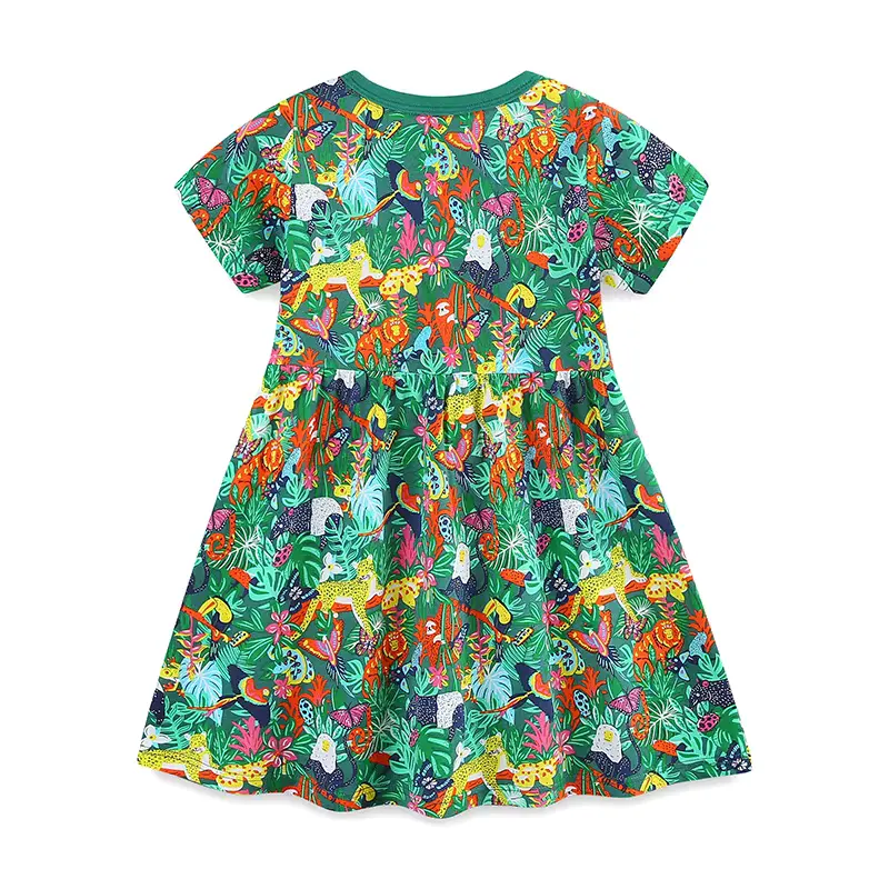 Girls Cotton Cartoon Printed Dress 100 Knitted Short Sleeve Wholesale product image 3