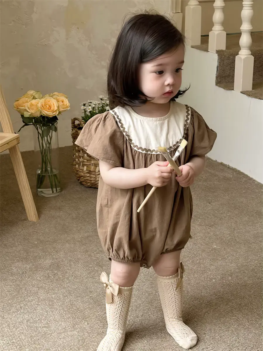 Girls Cotton Infant Anti-bacterial Rompers Regular Short Sleeves O-neck Clothing Wholesale product image 2
