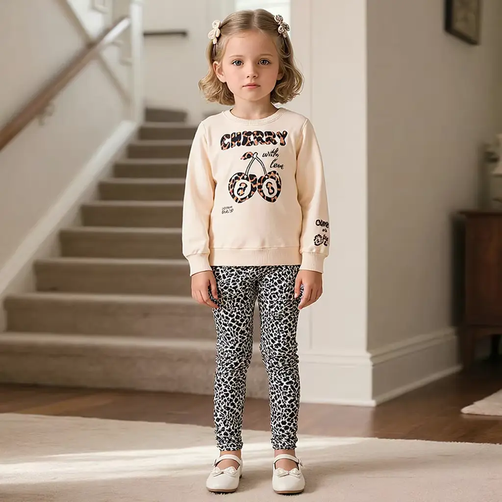 Girls Print Animal SET TWO Piece Clothes Long Sleeve Wholesale