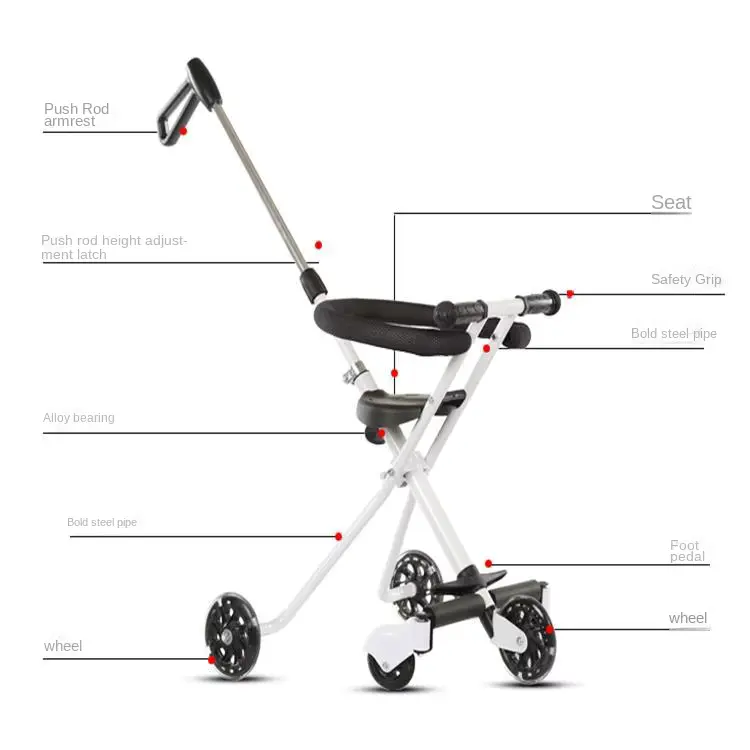 Stroller Three-wheeled Aluminum Alloy Foldable Lightweight 20kg Load Capacity Wholesale product image 3