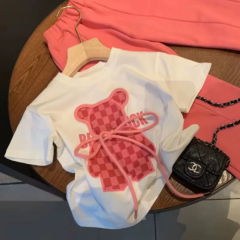 Girls Cotton Cartoon Print T-shirt SET Pants Boutique Korean Wholesale product image 4